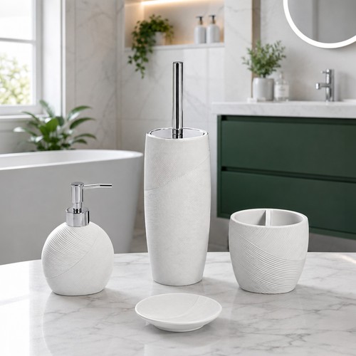 Bathroom accessory set white - accessory,