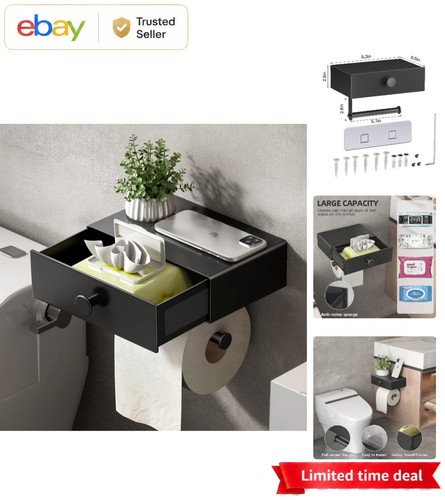 Black toilet roll holder - roll,