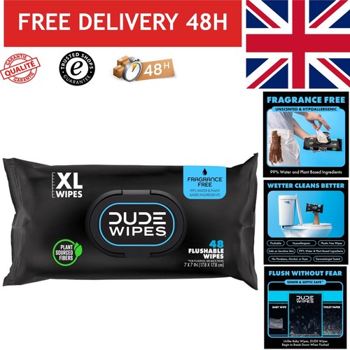 Dude wipes flushable unscented - wipes,